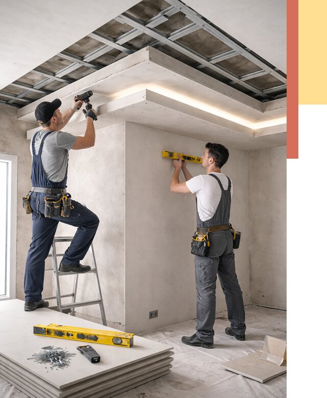 Двухуровневый потолок из гипсокартона в Краснотурьинске от 1542 руб. под ключ | ОТДЕЛОЧНИК-Кту