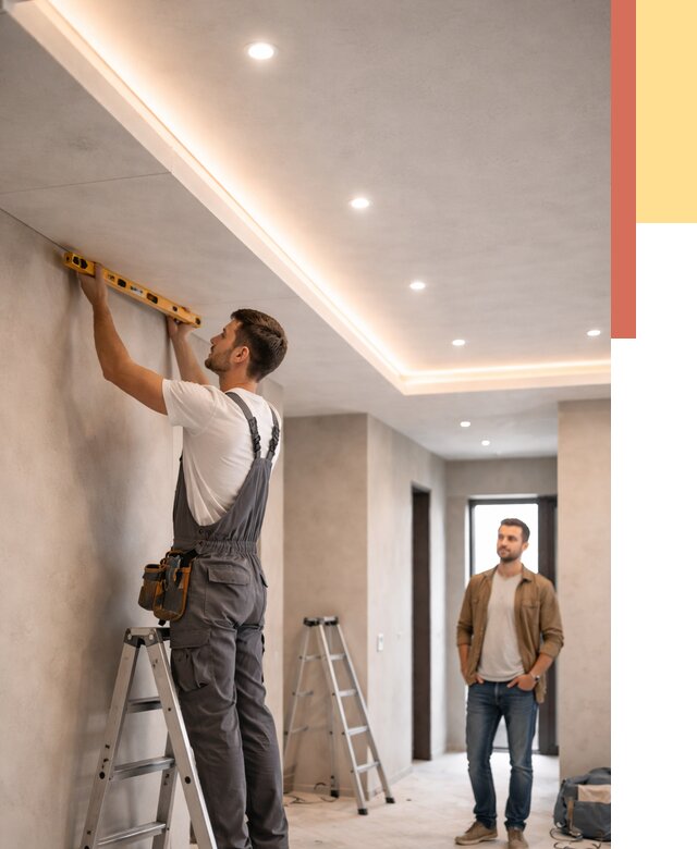 Потолок из гипсокартона с подсветкой в Краснотурьинске от 797 руб./м2 под ключ | ОТДЕЛОЧНИК-Кту