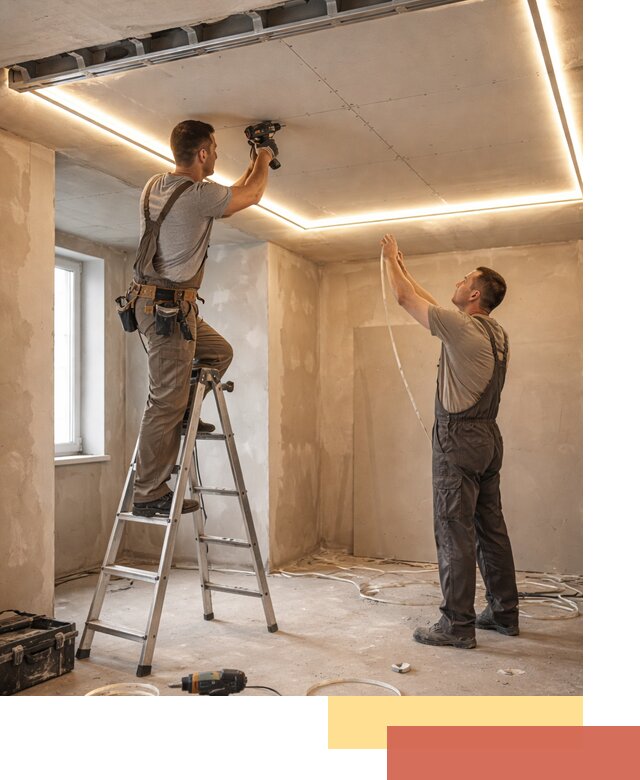 Потолок из гипсокартона с подсветкой в Краснотурьинске