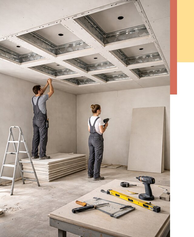 Кессонный потолок из гипсокартона в Краснотурьинске от 1967 руб. — монтаж и под ключ | ОТДЕЛОЧНИК-Кту