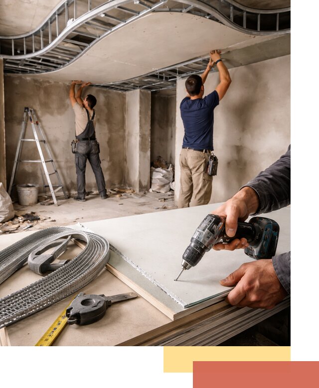 Криволинейный потолок из гипсокартона в Краснотурьинске — монтаж и отделка