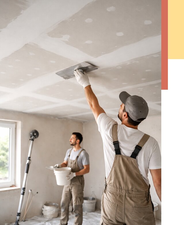 Шпаклевка потолка из гипсокартона в Краснотурьинске от 3403 руб./м2 — услуги под ключ | ОТДЕЛОЧНИК-Кту
