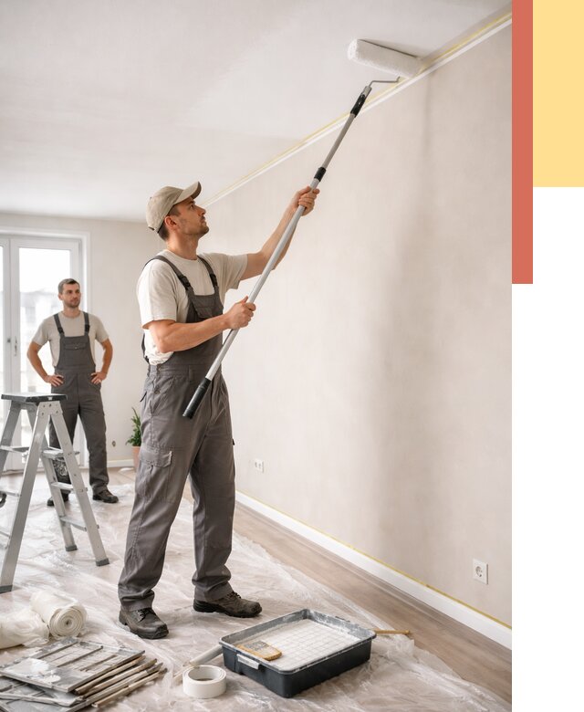 Покраска потолка из гипсокартона в Краснотурьинске от 4785 руб./м2 — услуги под ключ | ОТДЕЛОЧНИК-Кту