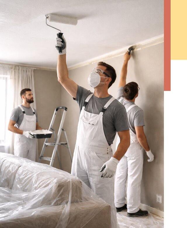 Покраска потолка водоэмельсионной краской в Краснотурьинске от 2339 руб/м² — услуги под ключ | ОТДЕЛОЧНИК-Кту