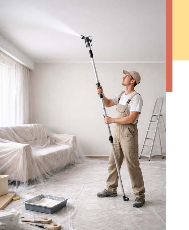 Покраска потолка краскопультом в Краснотурьинске от 4785 руб. быстро и недорого | ОТДЕЛОЧНИК-Кту