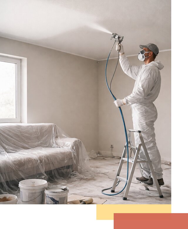 Покраска потолка краскопультом в Краснотурьинске быстро и качественно